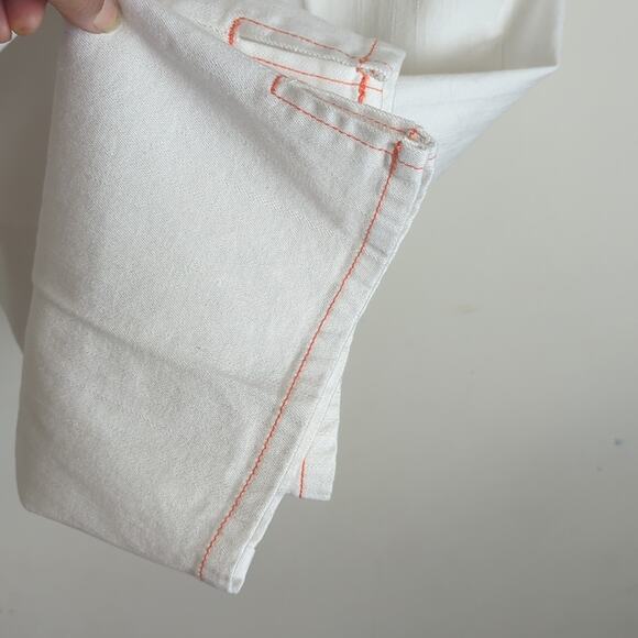 Y2K Crest Jeans White With Orange Stitching Size 15/ 16 - Picture 4 of 10